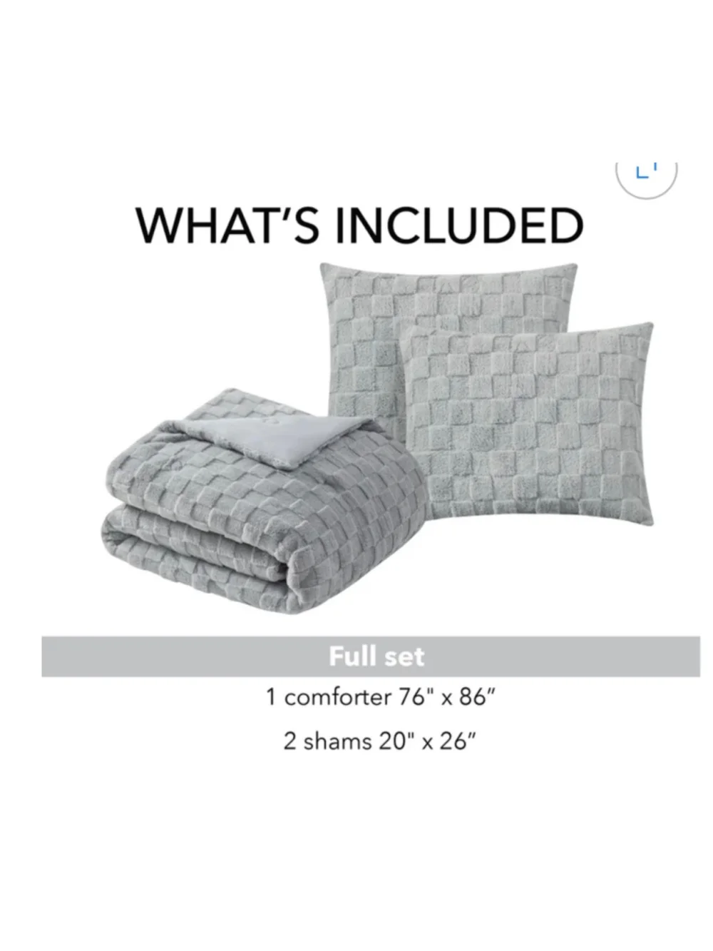 NEW Your Zone Unisex Full Comforter Set in Gray